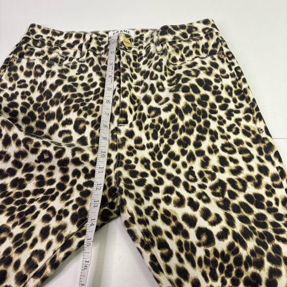 Frame Ali High Rise Cigarette Leopard Print Jeans Size 28 KK0709 - Picture 7 of 9